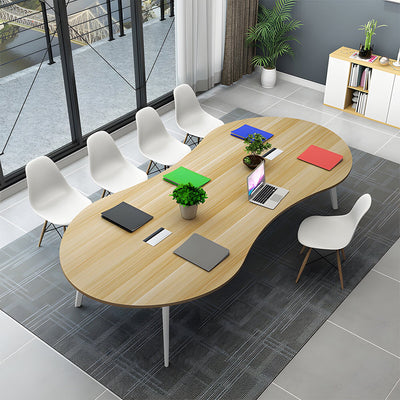 エコ板材　厚み　広さ　スチールフレーム　Ｒ仕上げ　配線ボックス　アジャスター　テーブル　ミーティング　会議テーブル　シンプル　組立簡単　ホワイト　ブラック　カスタマイズ可能　HYZ-K-085　kaguyasu