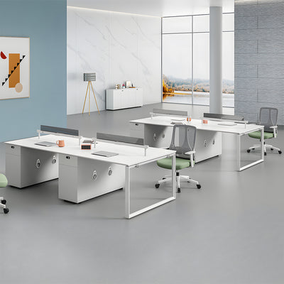 オフィスデスク　高級オフィスデスク　事務机　PCの通気孔　配線穴　収納付きデスク　サイドキャビネット　パーティション　エコ板材　ホワイト　MG-BGZ-LLS12