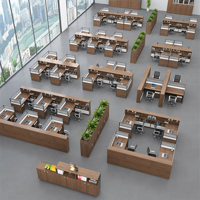 事務机　木製オフィスデスク　PCデスク　パーティション　配線穴　エコ板材　オフィスデスク　シンプル　ホワイト　木目調　カスタマイズ可能　SL-BGZ-025