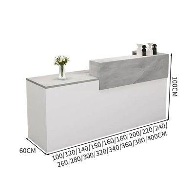 受付カウンター　レジカウンター　受付台　カウンター　収納棚　引き出し付き　キーボードトレイ付き　袖机　配線穴付き　ホワイト　カスタマイズ可能　JDT-K-111 