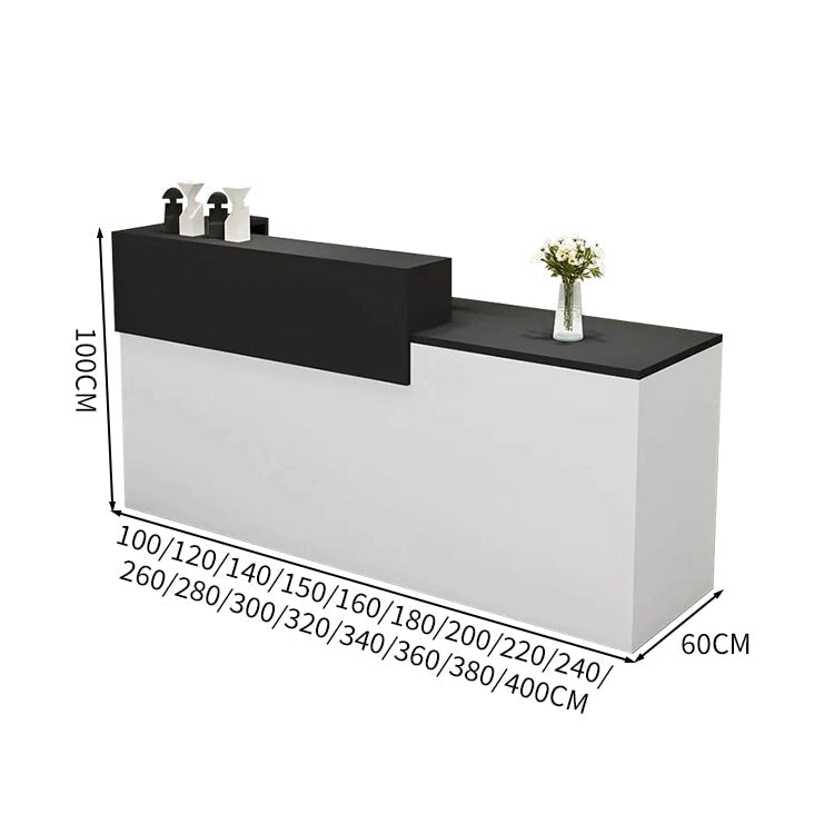 受付カウンター　レジカウンター　受付台　カウンター　収納棚　引き出し付き　キーボードトレイ付き　袖机　配線穴付き　ホワイト　カスタマイズ可能　JDT-K-111 