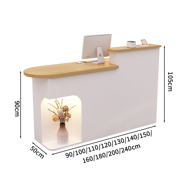 ぴんす　ナチュラル木目 受付カウンター 収納棚付き／鍵付き引き出しあり ぴんす ナチュラル木目 受付カウンター 収納棚付き／鍵付き引き出し