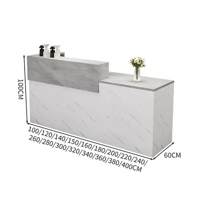 受付カウンター　レジカウンター　受付台　カウンター　収納棚　引き出し付き　キーボードトレイ付き　袖机　配線穴付き　ホワイト　カスタマイズ可能　JDT-K-111 