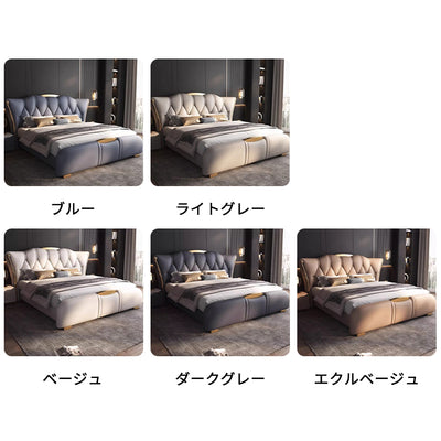 贅沢　肉厚　オシャレ　ラグジュアリー　すのこ　ベッド下収納　マットレスストッパー　キングサイズベッド　高密度ウレタンフォーム　合成レザー生地　カスタマイズ可能　BED-S046