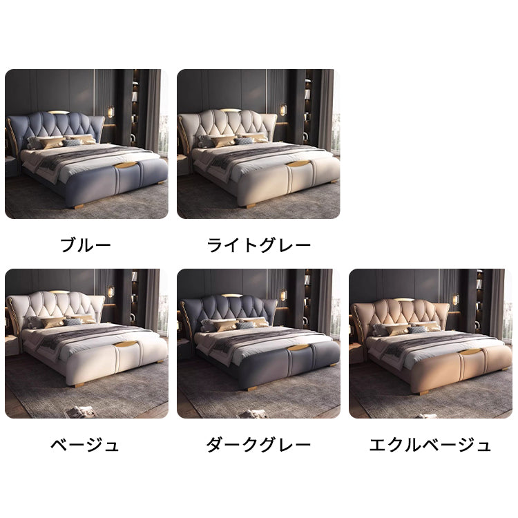 贅沢　肉厚　オシャレ　ラグジュアリー　すのこ　ベッド下収納　マットレスストッパー　キングサイズベッド　高密度ウレタンフォーム　合成レザー生地　カスタマイズ可能　BED-S046