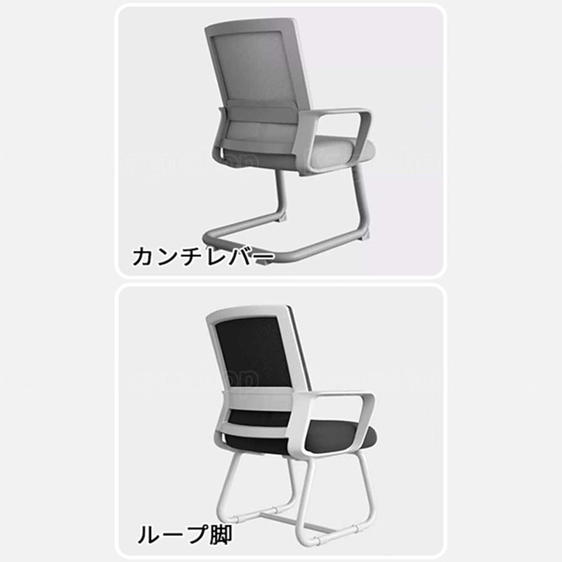 ワークチェア　オフィスチェア　パソコンチェア　チェア　メッシュ生地　快適　広い座面　カンチレバー　５本脚ベース　ループ脚　シングル　グレー　BGY-S018