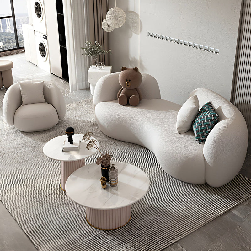 ソファー　カウチ　リビング用　ウレタン　高反発　復元力　天然木　インテリア　シェルパ生地　通気性　エレガント　ユニーク　ベージュ　カスタマイズ可能　kaguyasu