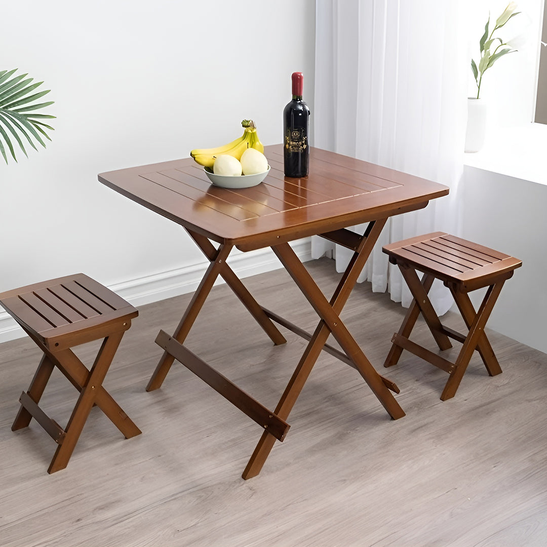 折りたたみ可能 天然木 コンパクト テーブル チェア ダイニング