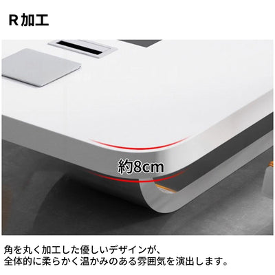 会議テーブル　Ｒ加工　ミーティングテーブル　ホワイト　焼付塗装　メラミン化粧板　エコ素材　HYZ-S083