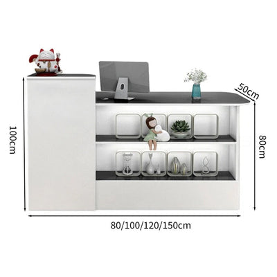 受付カウンター　レジカウンター　オフィス受付　鍵付き　配線穴付き　角丸　シンプル　ホワイト　カスタマイズ可能　JDT-M-104