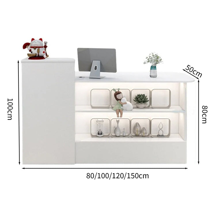 受付カウンター　レジカウンター　オフィス受付　鍵付き　配線穴付き　角丸　シンプル　ホワイト　カスタマイズ可能　JDT-M-104