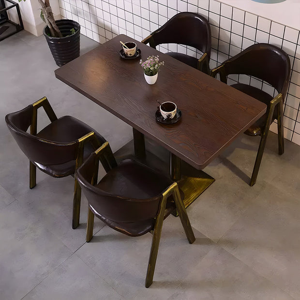 カフェテーブルセット　レストラン　オイルレザー生地　人工レザー　円型テーブル　1人掛け　2人掛け　シック　ブラウン　カスタマイズ可能　JDZH-M-030-kc