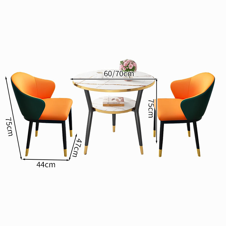 高反発ウレタン　フィット感　丸型天板　ぶつかり防止　メラミン化粧板　棚付き　炭素鋼脚　応接セット　テーブル　チェア　高級感　上質　モダン　カスタマイズ可能　JDZH-C007