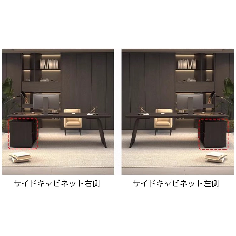 役員用デスク　ビジネスオーナーデスク　ハイクラスデスク　エグゼクティブデスク　木目調　サイドキャビネット　分類収納　Ｒ加工　シンプル　機能性　カスタマイズ可能　LBZ-S075