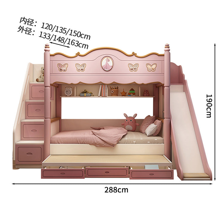 子供ピンク2段ベット Amazon.co.jp: PiniceCore二段ベッド プリンセスダブルベッド 階段付き