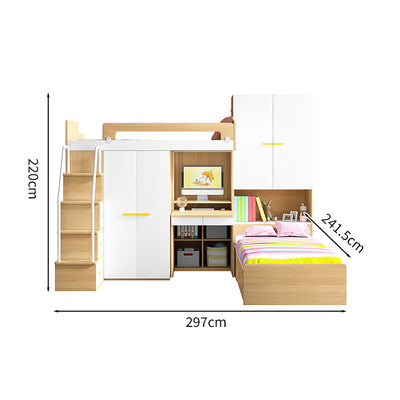 二段ベッド　シンプルな二段ベッド　キッズ二段ベッド　木製二段ベッド　メタル二段ベッド　オシャレ　機能的　収納力　ワードローブ　クローゼット　デスク　ガード　階段　引き出し　ロフトベッド　システムベッド　メラミン化粧板　SCC-S031