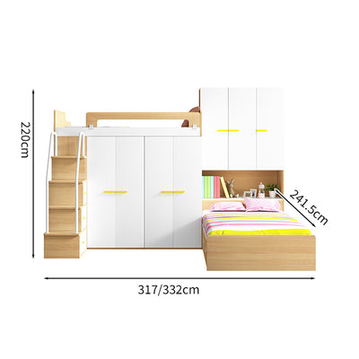 二段ベッド　シンプルな二段ベッド　キッズ二段ベッド　木製二段ベッド　メタル二段ベッド　オシャレ　機能的　収納力　ワードローブ　クローゼット　デスク　ガード　階段　引き出し　ロフトベッド　システムベッド　メラミン化粧板　SCC-S031