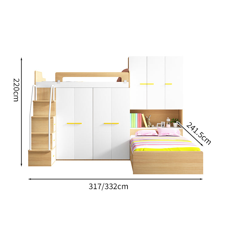 二段ベッド　シンプルな二段ベッド　キッズ二段ベッド　木製二段ベッド　メタル二段ベッド　オシャレ　機能的　収納力　ワードローブ　クローゼット　デスク　ガード　階段　引き出し　ロフトベッド　システムベッド　メラミン化粧板　SCC-S031
