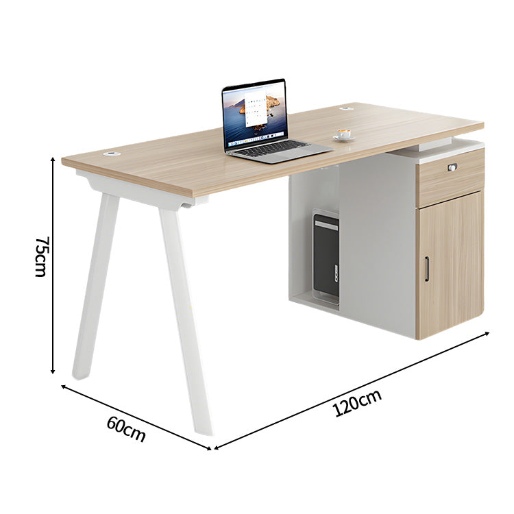 パソコンデスク　収納付きデスク　事務机　ワークデスク　コンパクトデスク　オフィスデスク　エコ素材　サイドキャビネット　PC収納　パーティション付き　ナチュラル　ホワイト　XT-BGZ-20243