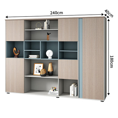 オフィスキャビネット　オフィス収納　書類収納キャビネット　分類収納　オープン収納　陳列棚　エコ素材　カラフル　木目調　ブルー　MG-CWG-GH32