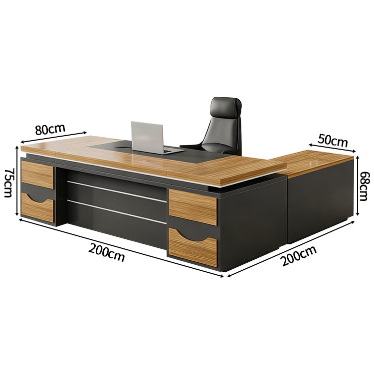 事務机　社長机　ワークデスク　木目調　プリンター収納　大容量の収納スペース　配線ボックス　広い天板　シンプル　ナチュラル　カスタマイズ可能　XT-LBZ-SKL811