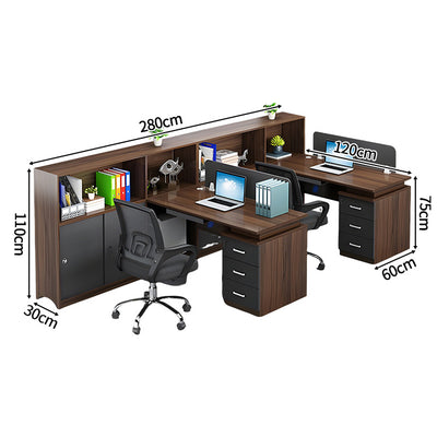 パソコンデスク　収納付きデスク　事務机　ワークデスク　コンパクトデスク　オフィスデスク　サイドキャビネット　PC収納　キーボード引き出し付き　ウォールナット　ブラック　XT-BGZ-20247