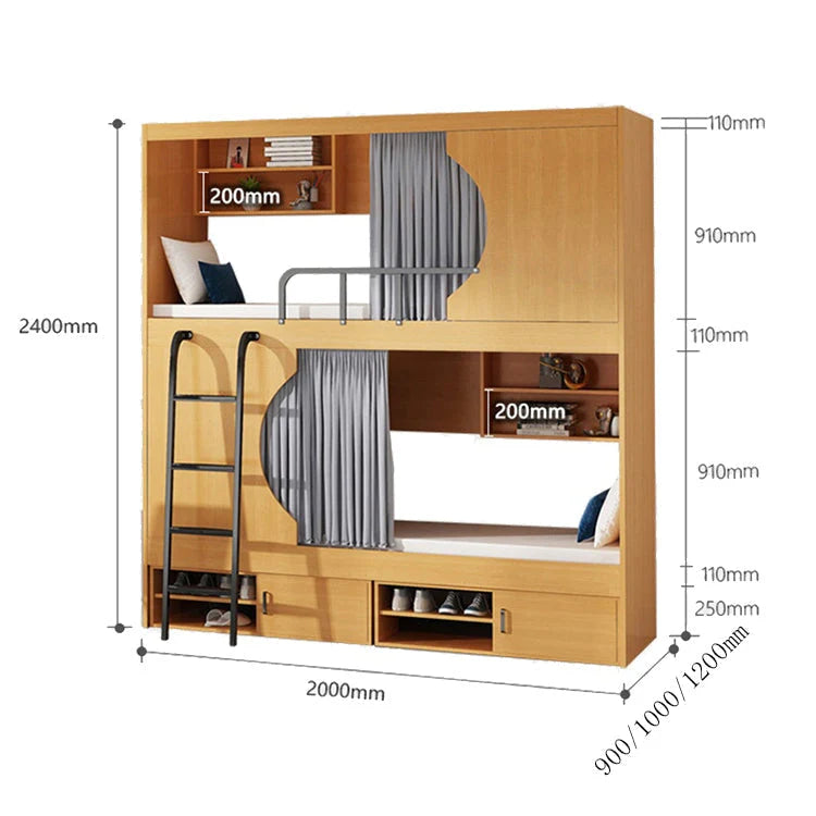 二段ベッド　親子ベッド　はしご　スチール　収納　開き戸　シューズボックス　ナチュラル　カスタマイズ可能　SCC-T041