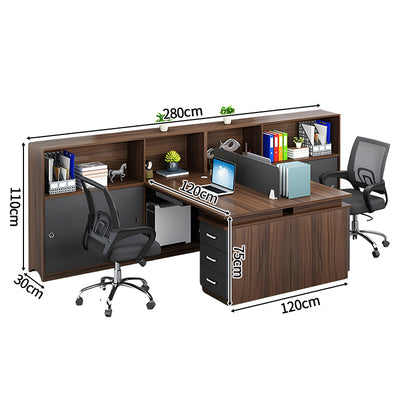 パソコンデスク　収納付きデスク　事務机　ワークデスク　コンパクトデスク　オフィスデスク　サイドキャビネット　PC収納　キーボード引き出し付き　ウォールナット　ブラック　XT-BGZ-20247
