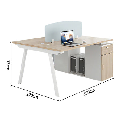 パソコンデスク　収納付きデスク　事務机　ワークデスク　コンパクトデスク　オフィスデスク　エコ素材　サイドキャビネット　PC収納　パーティション付き　ナチュラル　ホワイト　XT-BGZ-20243