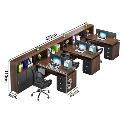 パソコンデスク　収納付きデスク　事務机　ワークデスク　コンパクトデスク　オフィスデスク　サイドキャビネット　PC収納　キーボード引き出し付き　ウォールナット　ブラック　XT-BGZ-20247