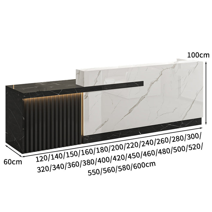 LED照明付き受付カウンター 受付カウンター 受付台 オフィス受付 エントランス受付 作業台 L字型