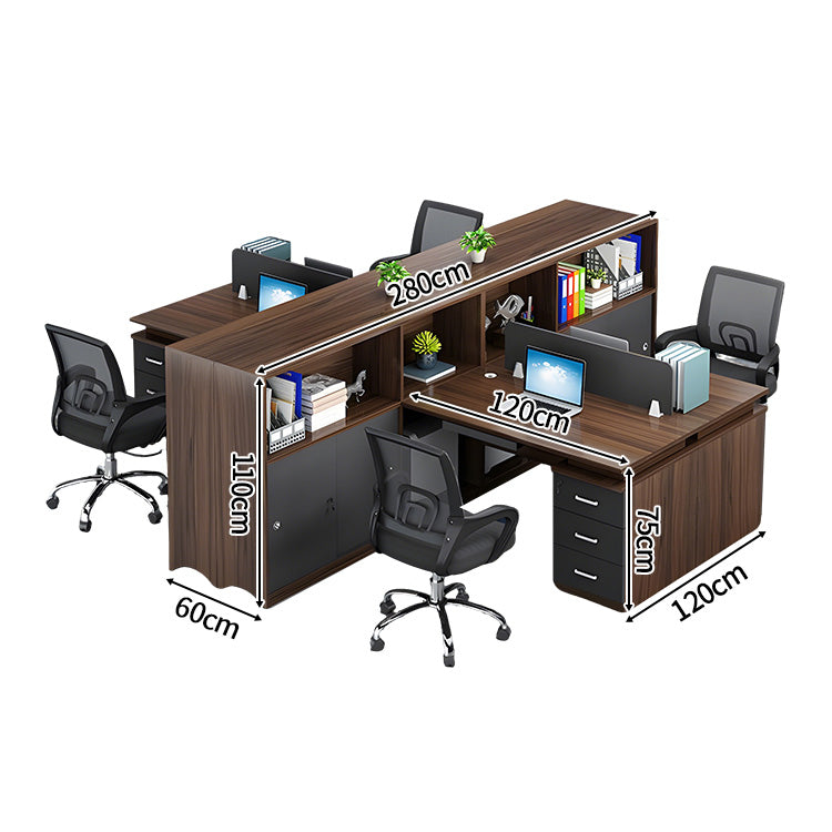 パソコンデスク　収納付きデスク　事務机　ワークデスク　コンパクトデスク　オフィスデスク　サイドキャビネット　PC収納　キーボード引き出し付き　ウォールナット　ブラック　XT-BGZ-20247