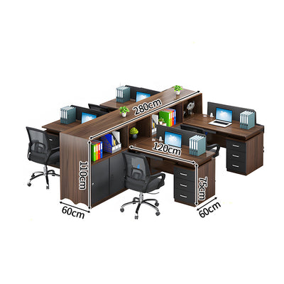 パソコンデスク　収納付きデスク　事務机　ワークデスク　コンパクトデスク　オフィスデスク　サイドキャビネット　PC収納　キーボード引き出し付き　ウォールナット　ブラック　XT-BGZ-20247