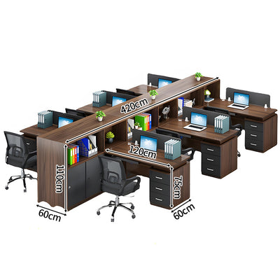 パソコンデスク　収納付きデスク　事務机　ワークデスク　コンパクトデスク　オフィスデスク　サイドキャビネット　PC収納　キーボード引き出し付き　ウォールナット　ブラック　XT-BGZ-20247