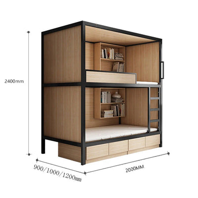 二段ベッド　親子ベッド　はしご　スチール　収納　開き戸　シューズボックス　ナチュラル　カスタマイズ可能　SCC-T041