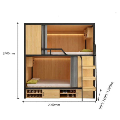 二段ベッド　親子ベッド　はしご　スチール　収納　開き戸　シューズボックス　ナチュラル　カスタマイズ可能　SCC-T041