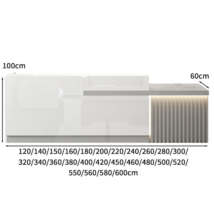 LED照明付き受付カウンター Amazon.co.jp: オープン収納付きフロント受付カウンター、LED