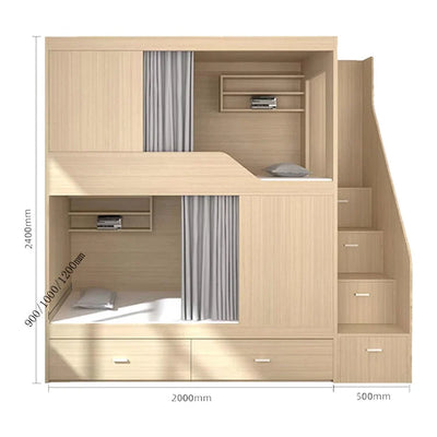 二段ベッド　親子ベッド　はしご　スチール　収納　開き戸　シューズボックス　ナチュラル　カスタマイズ可能　SCC-T041