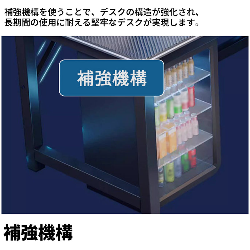 収納付きデスク　片袖机　両袖机　ユニットデスク　デスク　Ｌ字デスク　スチールフレーム　補強機構　ワークスペース　Ｒ加工　SNZ-S012