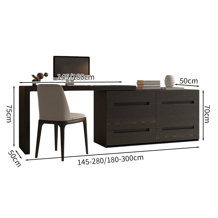 デスク　エコ素材　木目調　伸長式天板　ワークデスク　大容量収納　合板　使い勝手　シンプル　SNZ-S021