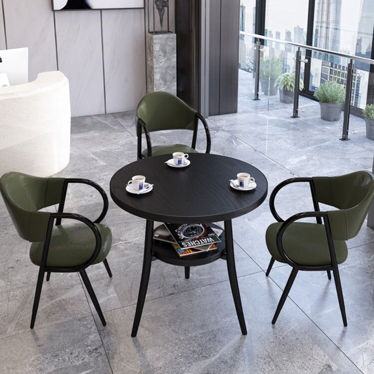 応接テーブル テーブル　収納付き丸テーブル　チェアセット　応接セット  白テーブル　黒テーブル　カラフルチェア　JDZH-K-002-kc