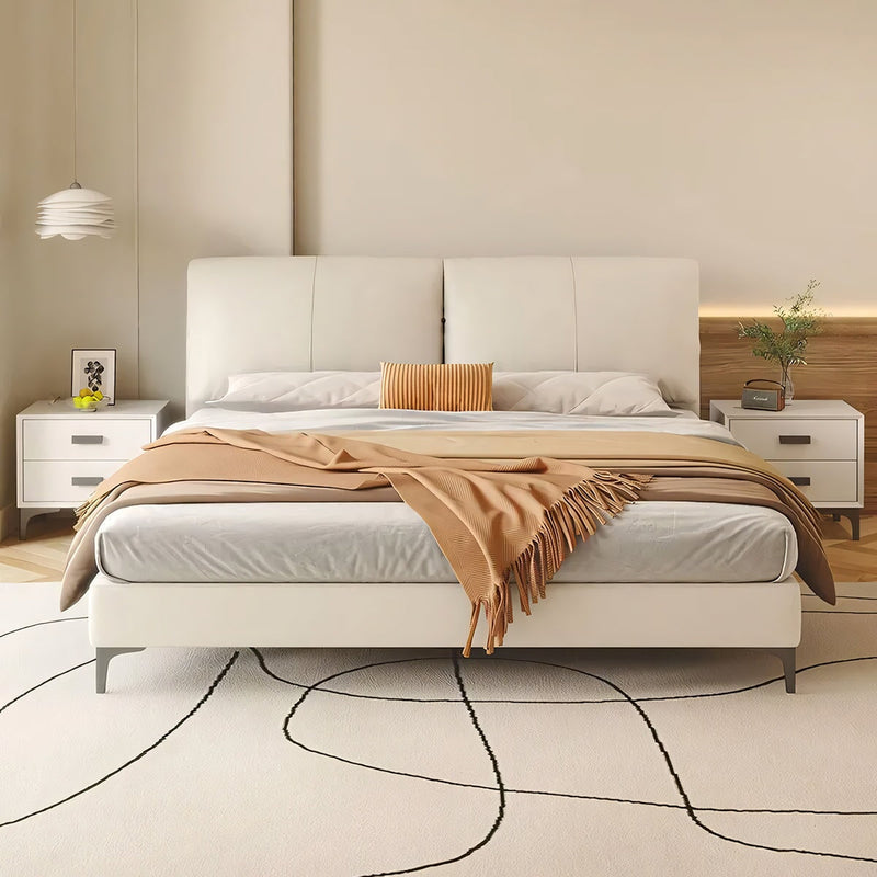 手の届く贅沢　モダン　シンプル　本革　寝室　トップレイヤーレザー　ダブル　1.5メートル　新婚用　ベッド　カスタマイズ可能　BED-K-025