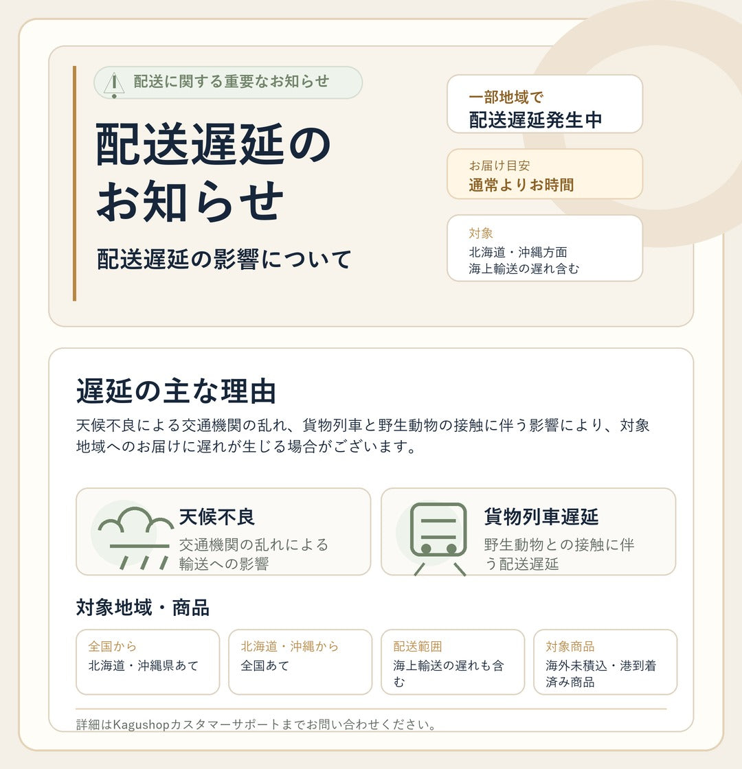 Kagushop 配送遅延のお知らせ